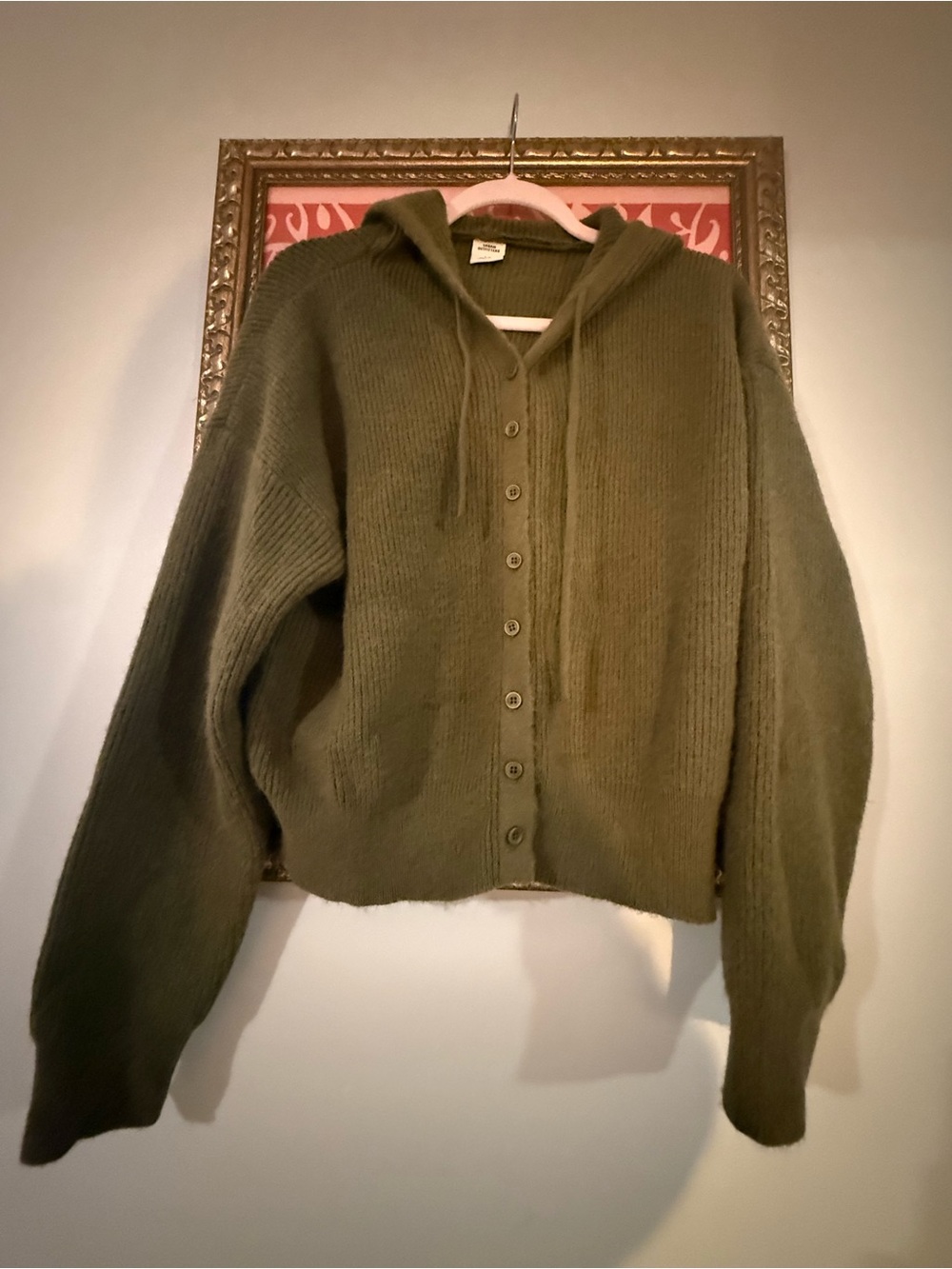 Urban Outfitters Olive Hooded Button Cardigan Sweater